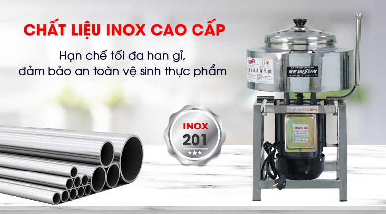 Thân máy làm từ inox 201 bền bỉ, dễ vệ sinh