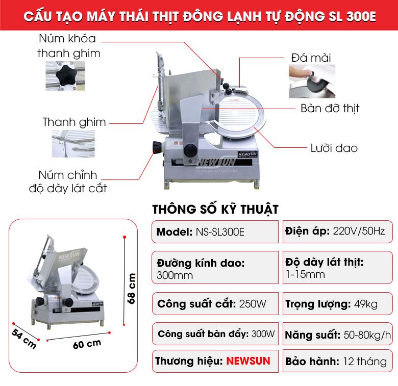 Cấu tạo máy thái thịt se lạnh tự động SL300E