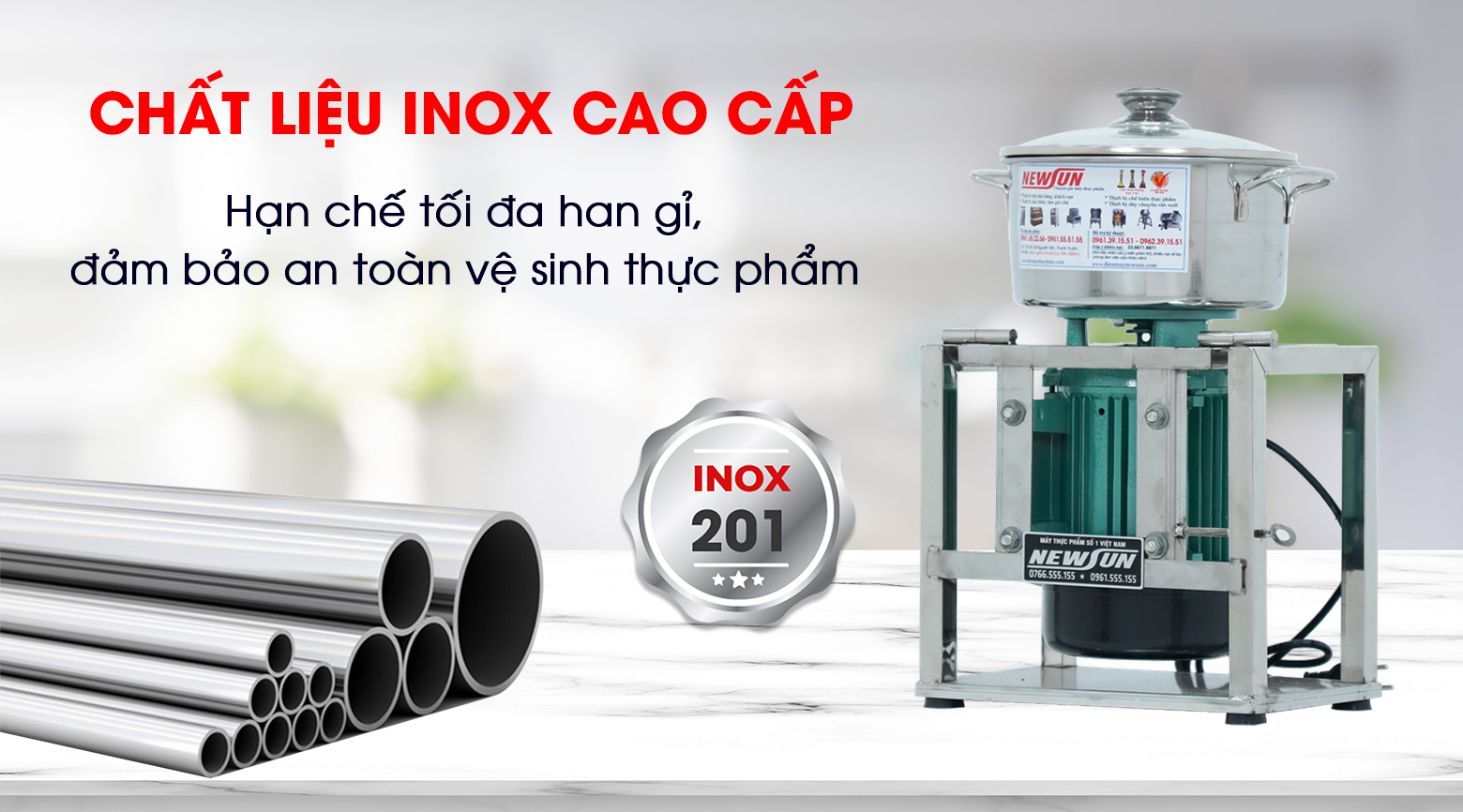 Máy làm bằng chất liệu inox cao cấp Máy làm bằng chất liệu inox cao cấp