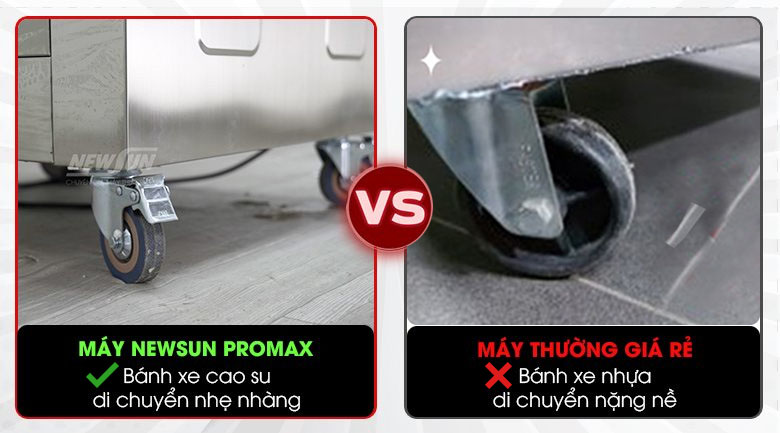 Máy đóng gói và hút chân không ruốc Chân bánh xe bằng cao su dễ di chuyển