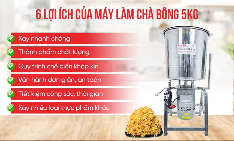 Máy làm chà bông 5kg mang đến nhiều lợi ích vượt trội Máy làm chà bông 5kg mang đến nhiều lợi ích vượt trội