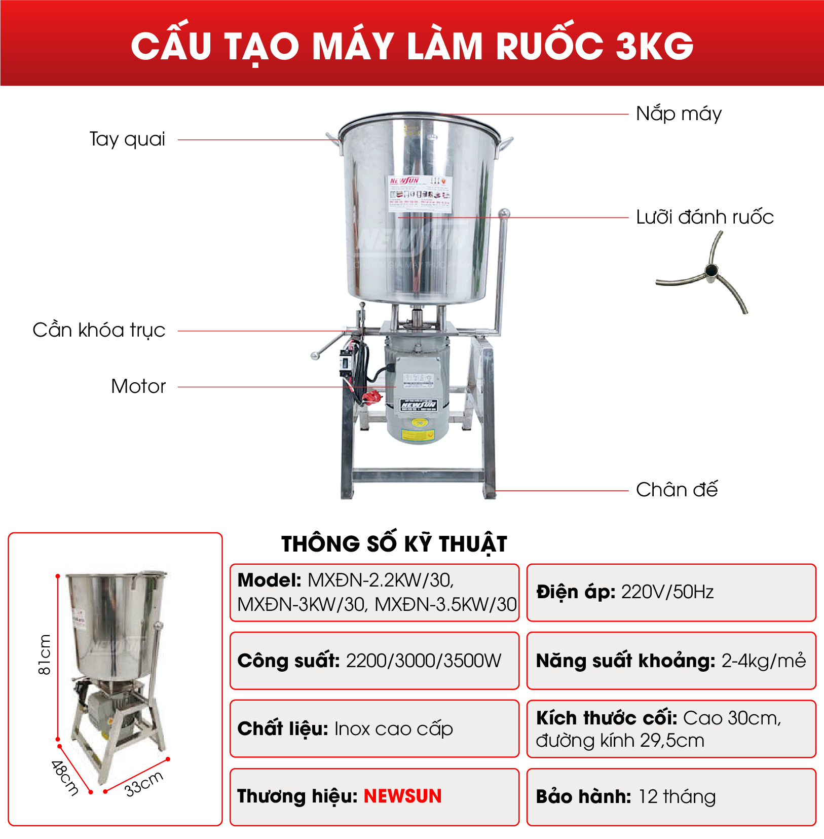 Cấu tạo của máy làm ruốc 3kg Cấu tạo của máy làm ruốc 3kg
