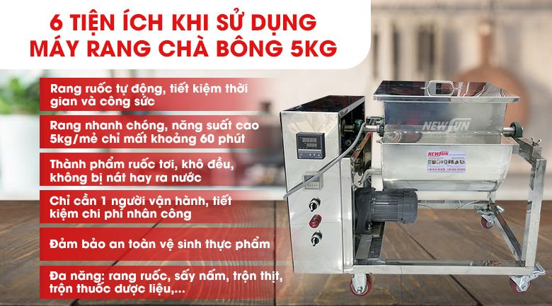 Máy sao ruốc 5kg có rất nhiều tiện ích Máy sao ruốc 5kg có rất nhiều tiện ích