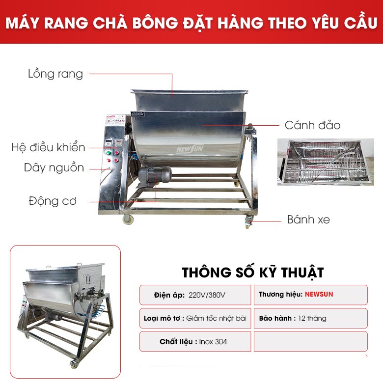 Cấu tạo và thông số cơ bản của máy sấy ruốc đặt hàng theo yêu cầu Cấu tạo và thông số cơ bản của máy sấy ruốc đặt hàng theo yêu cầu