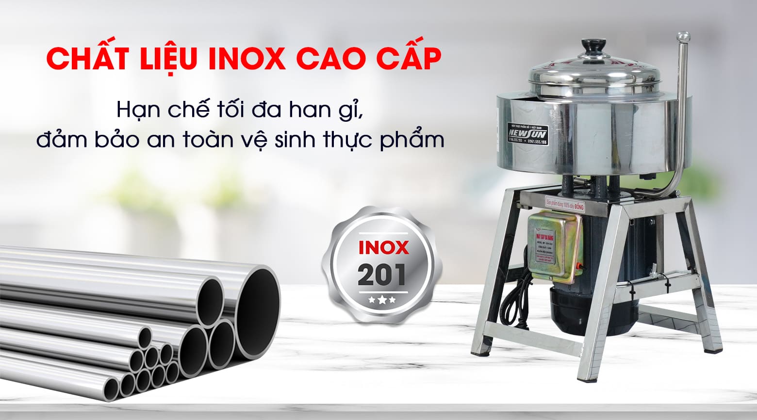 Máy xay chà bông 0,8kg Chất liệu inox có độ bền cao