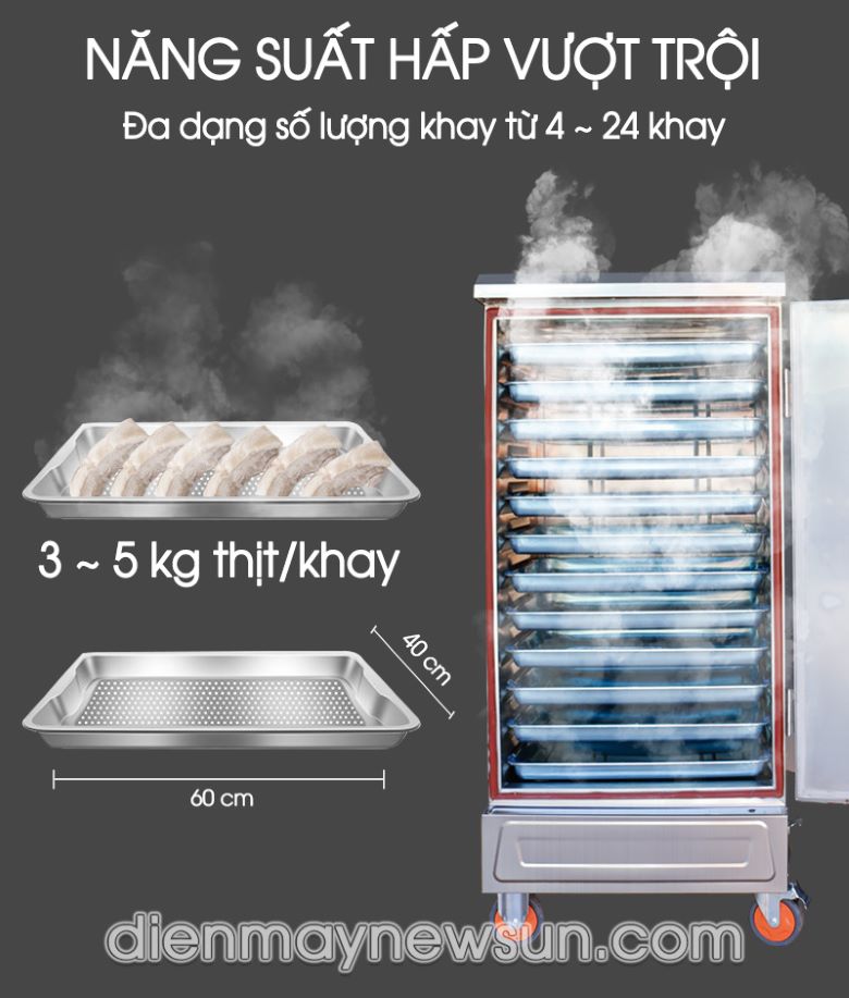 Tủ hấp thịt làm chà bông Hấp được nhiều khay trong một lần