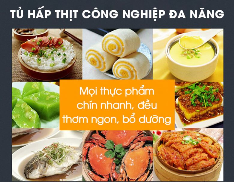 Tủ hấp thịt làm chà bông Hấp đa dạng các loại thực phẩm