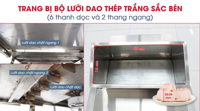 Máy chặt mỡ đông lạnh 1,5kW (hàng Việt Nam) Bộ lưỡi dao thiết kế siêu bén