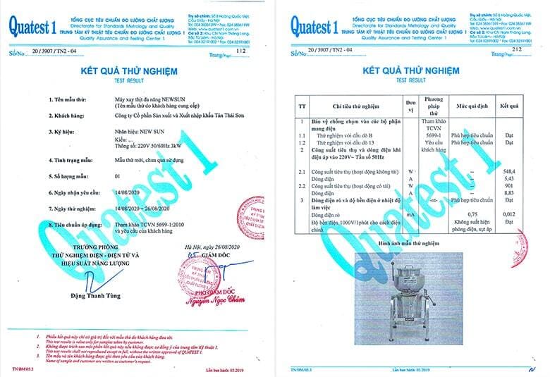 Địa chỉ mua máy xay giò chả công nghiệp Hải Phòng chất lượng, giá tốt Máy đạt chứng nhận của Trung Tâm Kỹ Thuật Tiêu Chuẩn Đo Lường Chất Lượng 1