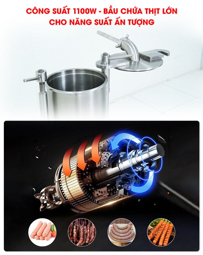 Bầu chứa nguyên liệu rộng rãi. động cơ công suất cao Bầu chứa nguyên liệu rộng rãi. động cơ công suất cao