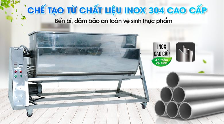 Sử dụng inox 304 cao cấp để chế tạo nên máy rang chà bông 50kg