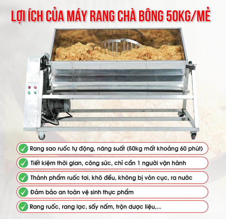 Máy rang chà bông 50kg sẽ mang lại những lợi ích thiết thực gì?