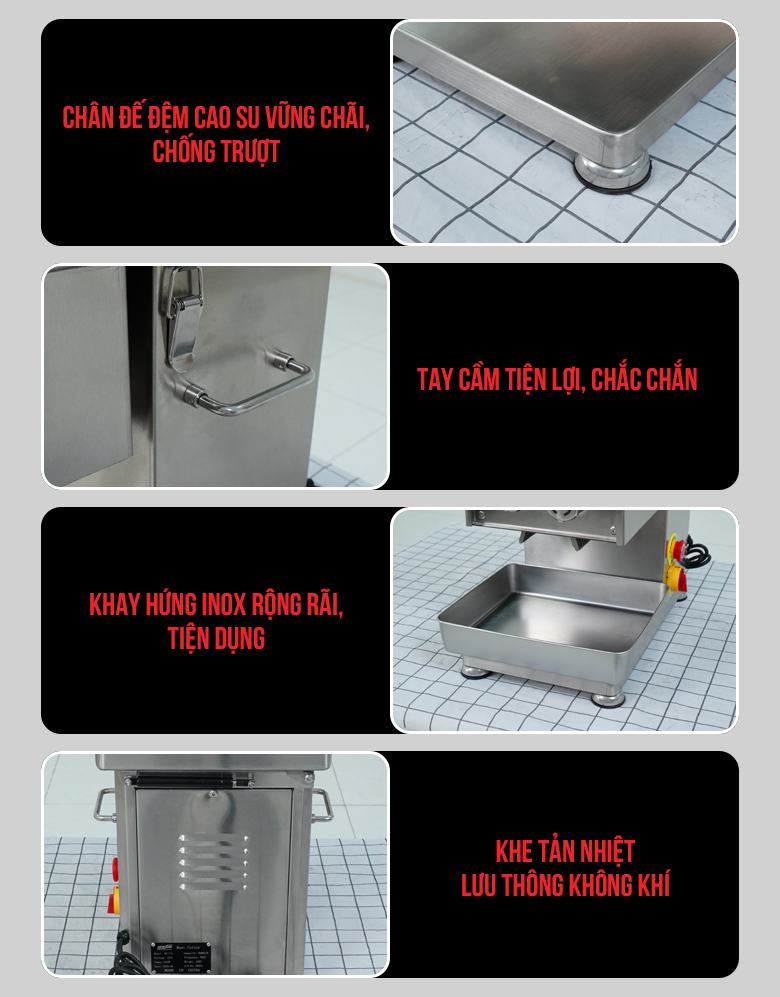 Máy thái thịt tươi sống RQ-III (dao kép) Các chi tiết cải tiến trên máy thái thịt tươi sống RQ-III