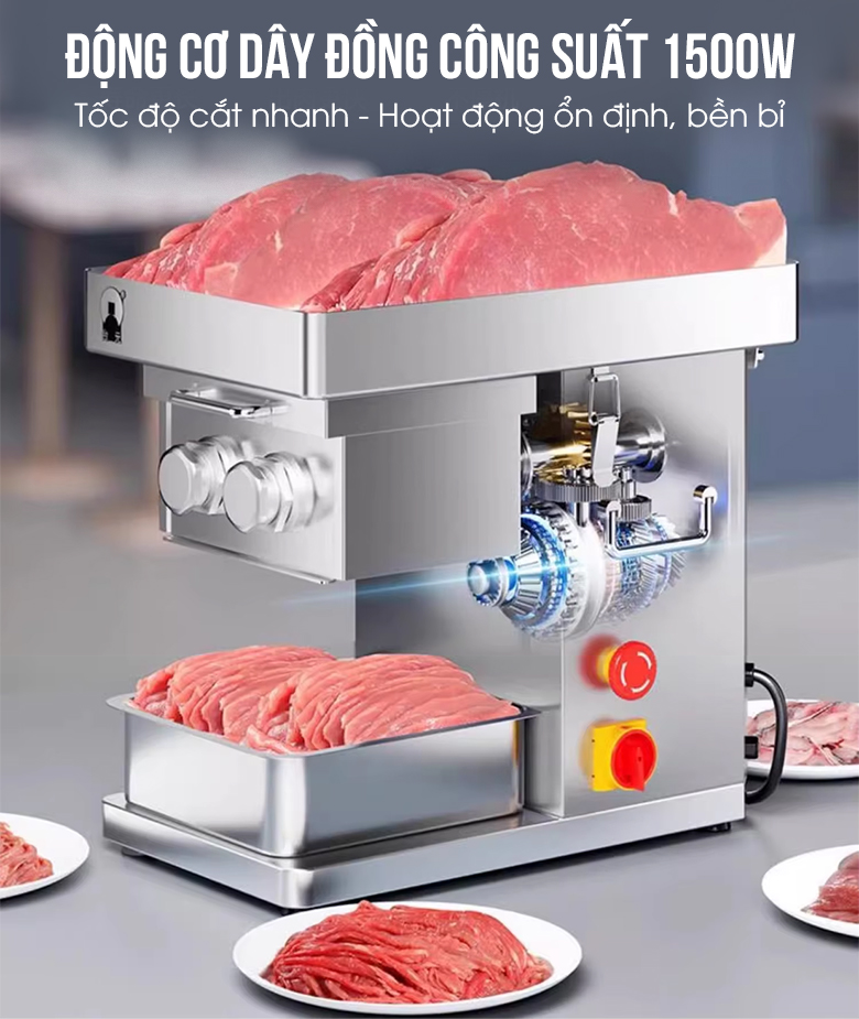 Máy thái thịt tươi sống RQ-III (dao kép) Động cơ dây đồng công suất lớn của máy thái thịt tươi sống RQ-III