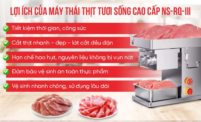 Máy thái thịt tươi sống RQ-III (dao kép) Lợi ích thực tế khi sử dụng máy thái thịt tươi sống RQ-III