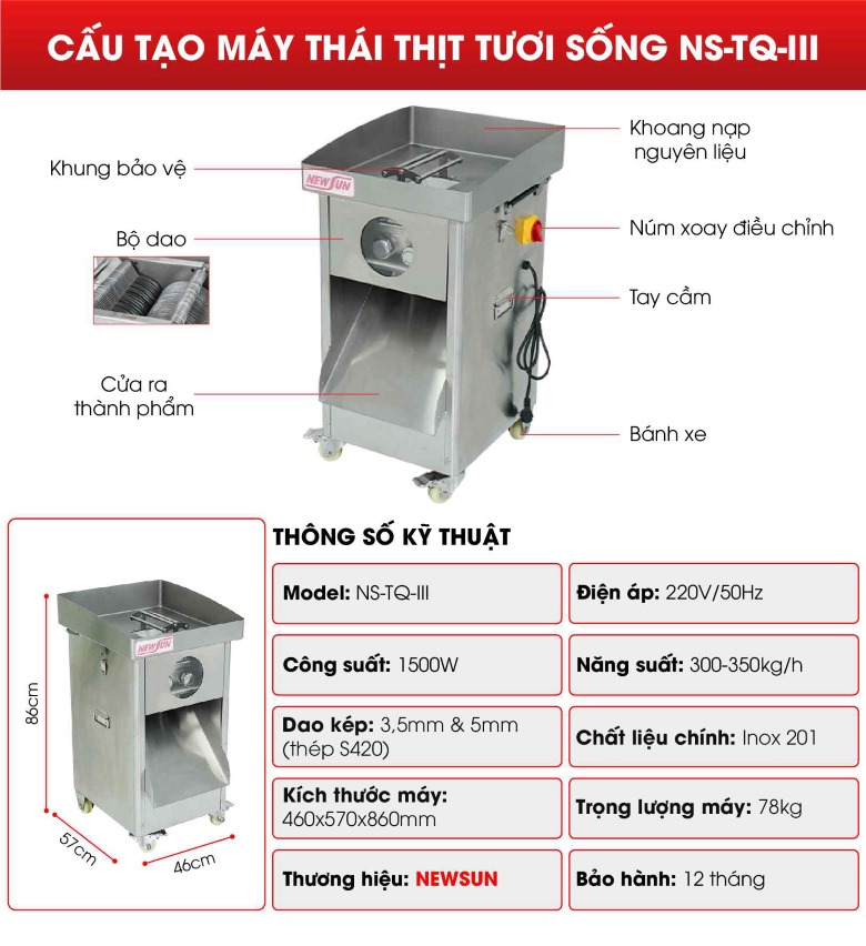 Cấu tạo máy thái thịt tươi sống TQ-III