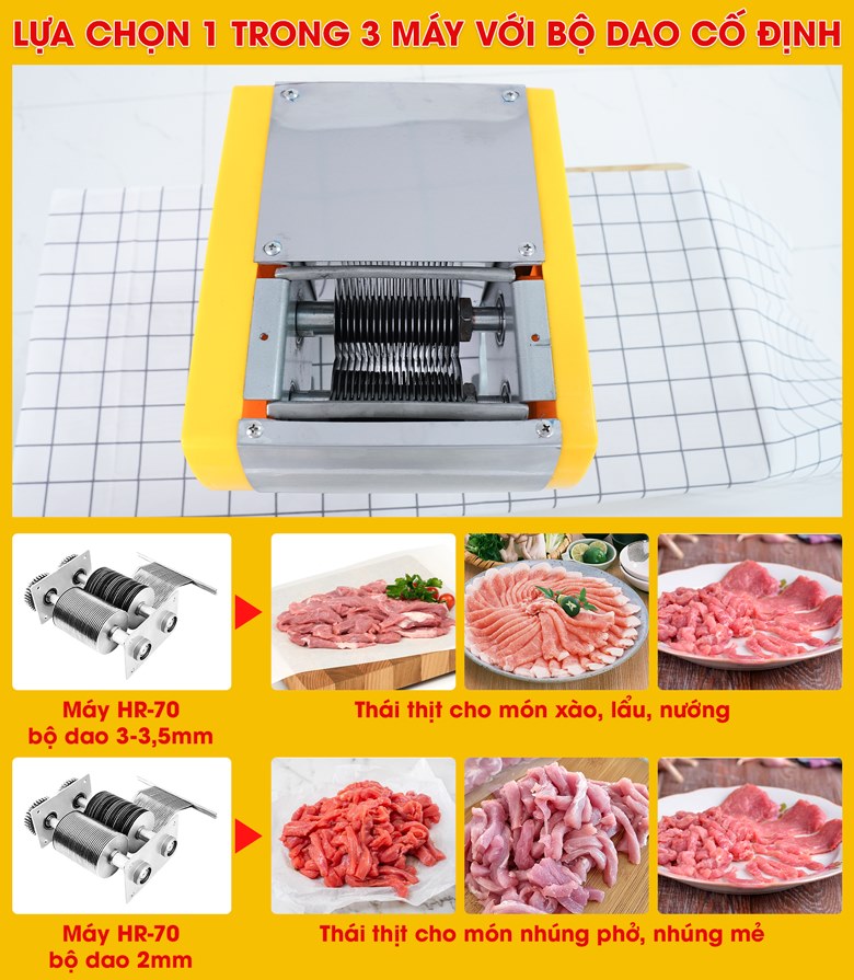 Các bộ dao của máy thái thịt tươi sống mini HR-70