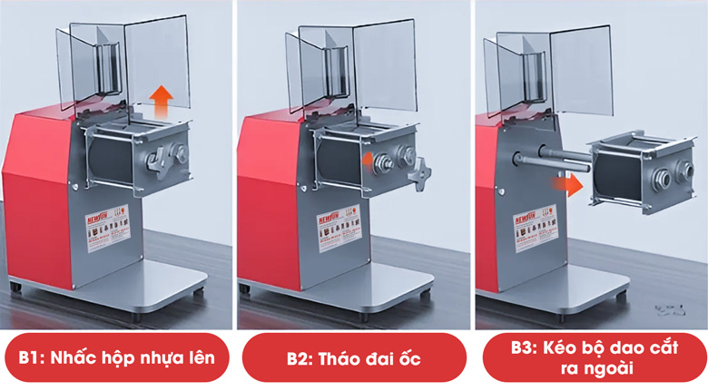 Hướng dẫn tháo lắp lưỡi dao của thiết bị 