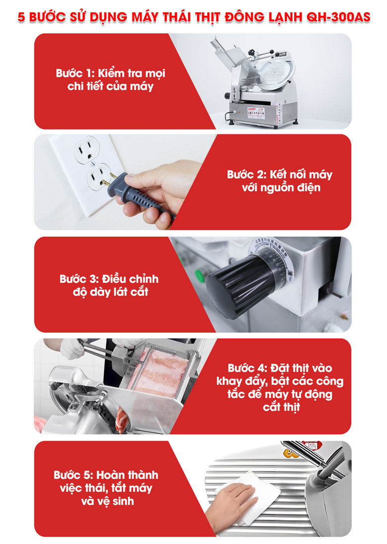 Máy thái thịt se lạnh tự động QH-300AS Hướng dẫn sử dụng máy thái thịt se lạnh tự động QH-300AS