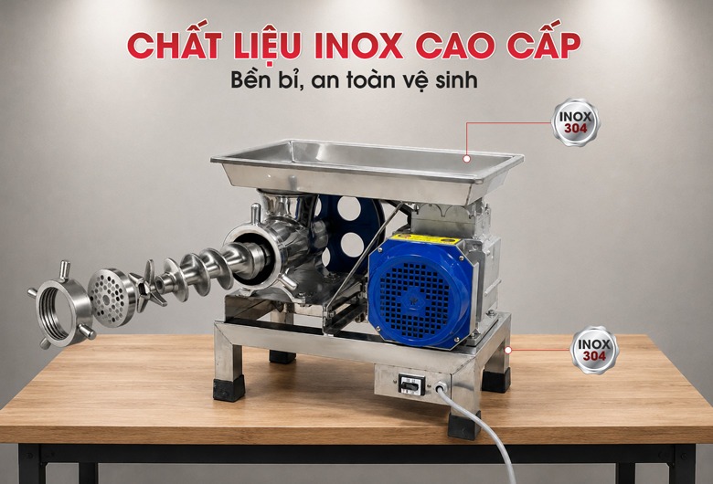 Máy xay đùn thịt Việt Nam MXĐTVN-32N 3kW chính hãng Chất liệu inox cao cấp