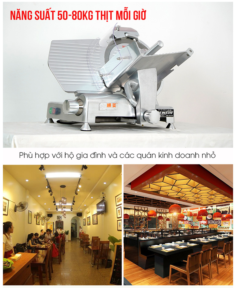Máy thái thịt se lạnh SL300BN (bản cao cấp) Năng suất thái thịt ấn tượng từ 50-80kg mỗi giờ của máy thái thịt SL300BN