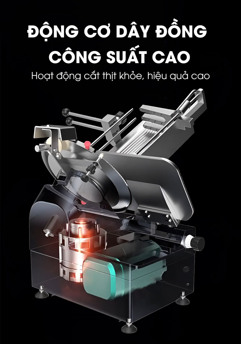 Máy thái thịt se lạnh tự động QH-300AS Động cơ với công suất cao giúp thiết bị hoạt động hiệu quả