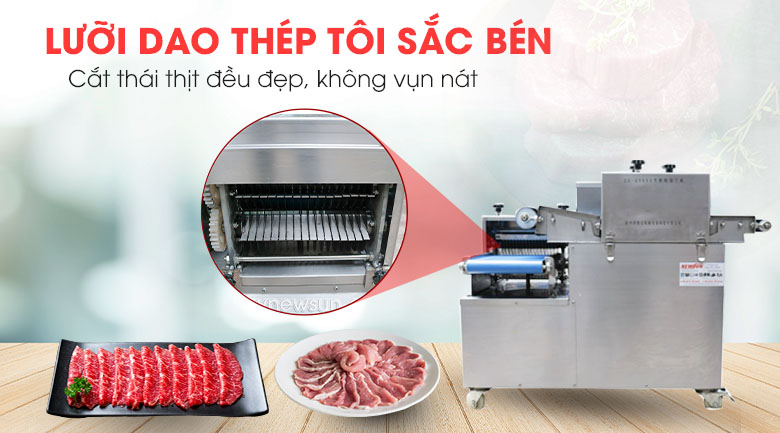 Máy thái thịt công nghiệp NS-XR-QD600 Trang bị hệ thống lưỡi dao thép tôi cứng cáp, sắc bén