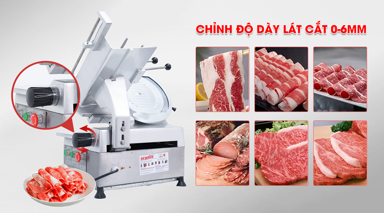 Máy thái thịt se lạnh tự động QH-300AS Linh hoạt điều chỉnh độ dài lát cắt từ 0-6mm